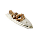 Vintage Speedboat Ornament in polished nickel and wood