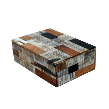 Patchwork Bone & Wood Keepsake Box - Small