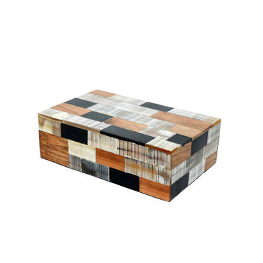Patchwork Bone & Wood Keepsake Box - Large