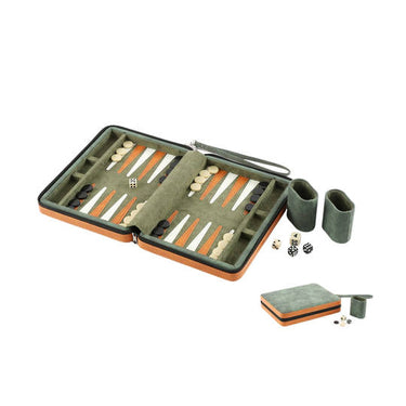 Backgammon Case Set - Sage & Tan