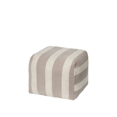 Broste Sigrid Pouf in light grey and beige woven cotton linen