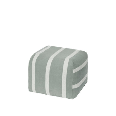 Broste Sigrid Pouf in agave green and light beige woven cotton linen