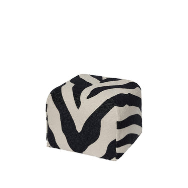 Broste Zebra Pouf in black and light beige striped cotton
