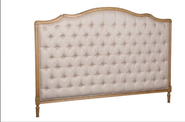 French Provincial King Headboard Beige Linen Oak