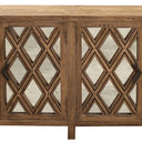 Lattice 4 Door Elm Sideboard with Mirrored Doors