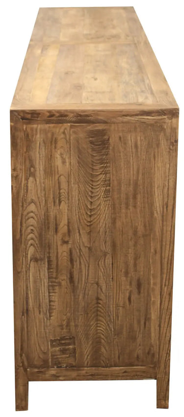 Lattice 4 Door Elm Sideboard with Mirrored Doors