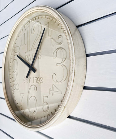 Paige Clock Antique White Frame 48x48x6.5cm