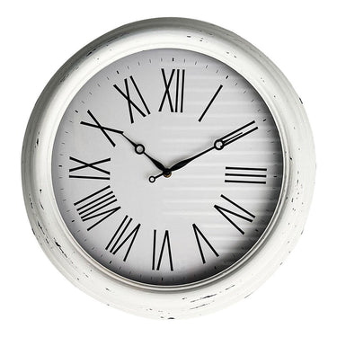 Huxley Clock Antique White Distressed Frame 45x45x5.8cm