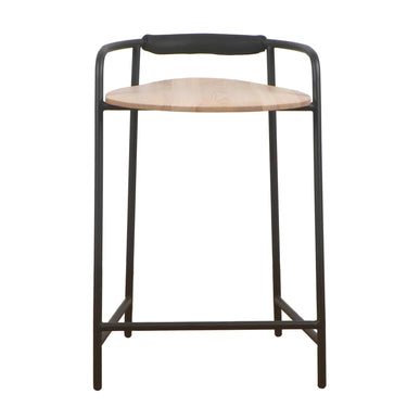Forge Counter Stool black powder coated iron frame with ash seat