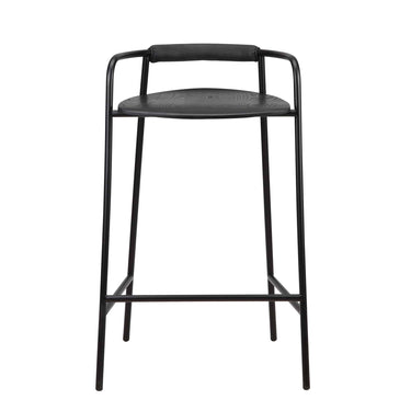 Forge Counter Stool black powder coated iron frame with black seat