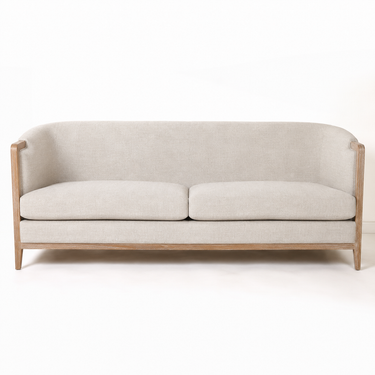 Cove Wood Frame Sofa in linen look fabric with light oak frame