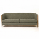 Cove Wood Frame Sofa in luxe olive fabric with light oak frame