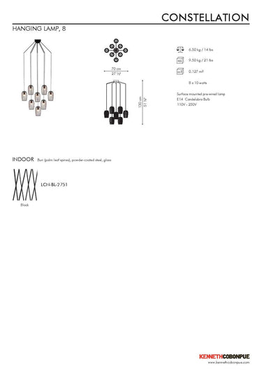 COBONPUE Constellation 8 Bulb Hanging Lamp - Black alternate view