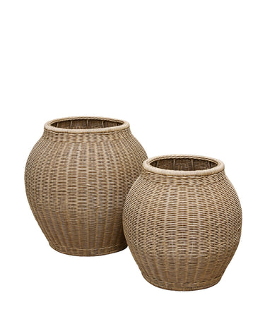 Hale Outdoor Planter Basket large natural, tapered woven form