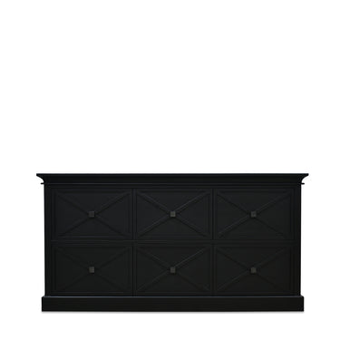 Island Life 6 Drawer Dresser in black mango wood, 1600mm wide with six drawers