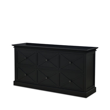 Island Life 6 Drawer Dresser in black, side angle showing the 450mm depth