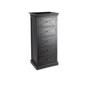 Island Life 5 Drawer Tallboy in black, angled view