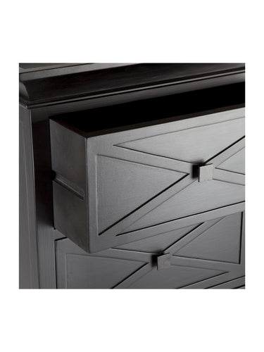 Island Life 5 Drawer Tallboy in black, drawer and hardware detail