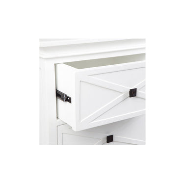 Island Life 5 Drawer Tallboy in white, drawer and hardware detail