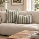 Striped green lumbar cushion detail