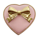 Heart Shape Pink & Gold Bow Trinket Box lid
