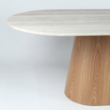Axis Dining Table, detail of the grey faux marble surface