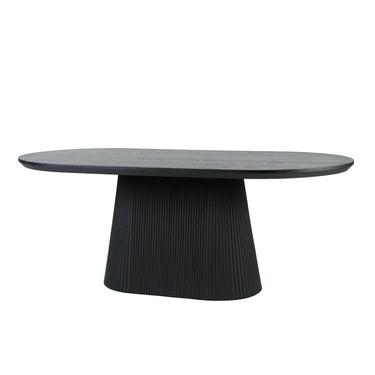 Contour Ribbed Dining Table 2000mm in black with a fluted ribbed base