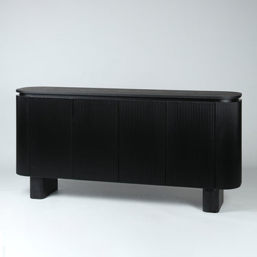 Contour Ribbed Sideboard 180cm in black with a fluted ribbed base