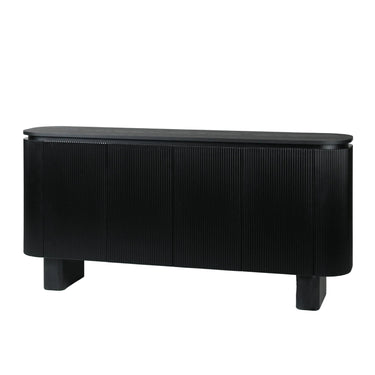 Contour Ribbed Sideboard 180cm in black with a fluted ribbed base