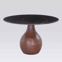 Orb Marble Dining Table 120cm with black marble top and brown mango wood base