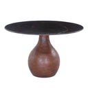 Orb Marble Dining Table 120cm with black marble top and brown mango wood base