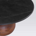 Orb Marble Coffee Table, showing the orb-shaped mango wood base