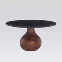 Orb Marble Coffee Table 80cm with black marble top and brown mango wood base
