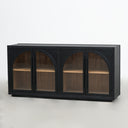 Luca Arc Sideboard 180cm in black elm with natural interior