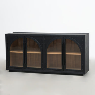 Luca Arc Sideboard 180cm in black elm with natural interior
