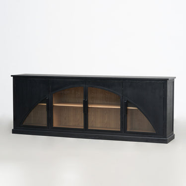 Marlowe Sideboard 244cm in black elm with natural interior