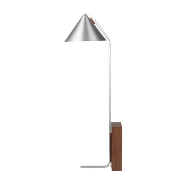 Kristina Dam Cone Floor Lamp in brushed aluminium and oiled walnut, 1600mm tall