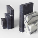 Kristina Dam marble Bookend Sculpture, detail of the hewn marble edge