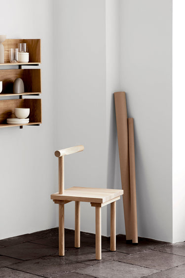 Kristina Dam Sculptural Chair in solid oak, showing the hollowed seat and backrest