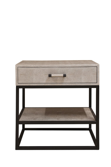 CLARENCE Irving Side Table w/1 Drawer - Pewter Shagreen