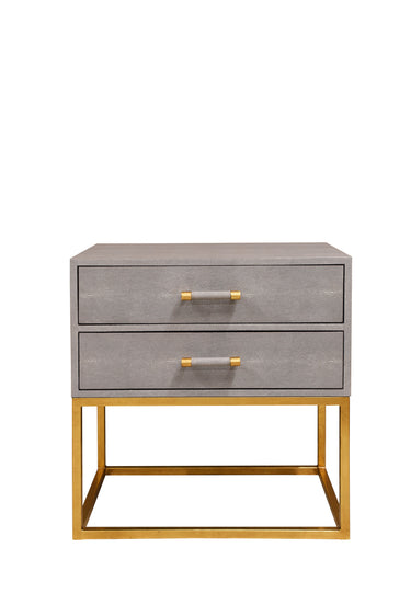 CLARENCE Dorsey Side Table w/2 Drawers - Light Grey Shagreen