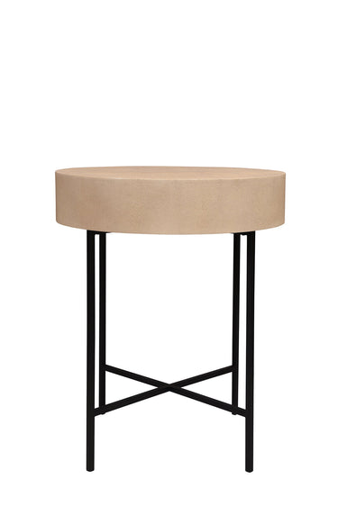 CLARENCE Enola Round Side Table - Antique Ivory Shagreen
