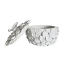 Matte White Petal Trinket Box lid open