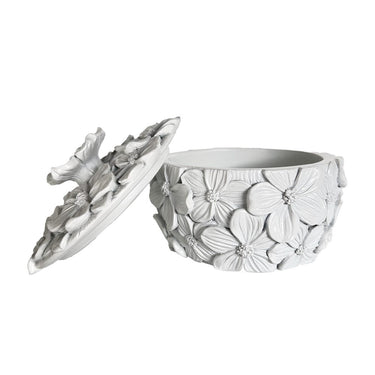 Matte White Petal Trinket Box lid open