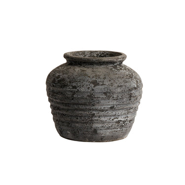 MUUBS Melancholia 30 wide terracotta pot in metallic black