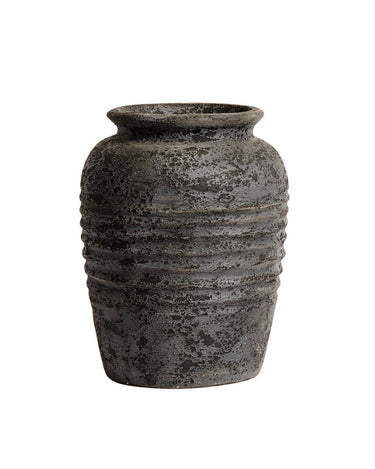 MUUBS Melancholia 40 terracotta pot in metallic black