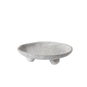MUUBS Luna round tray in grey glazed terracotta on three sphere feet