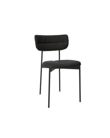 MUUBS Oni dining chair in black PU leather with black steel legs