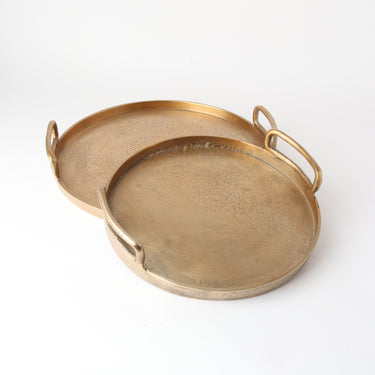 Aluminium Round Collar Tray 32cm Raw Gold