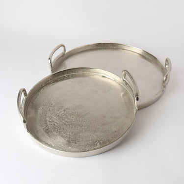 Aluminium Round Collar Tray 32cm Raw Silver